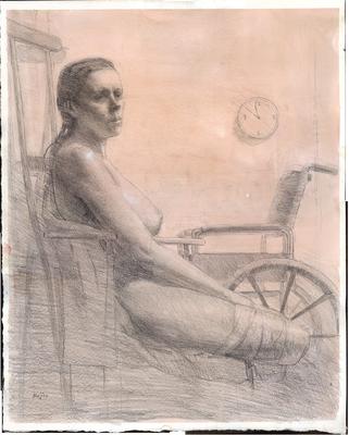 Woman with Leg - pencil on paper